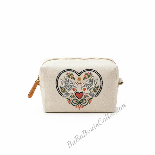 Lovebirds Embroidered Pouch-Carry Your Love Story
