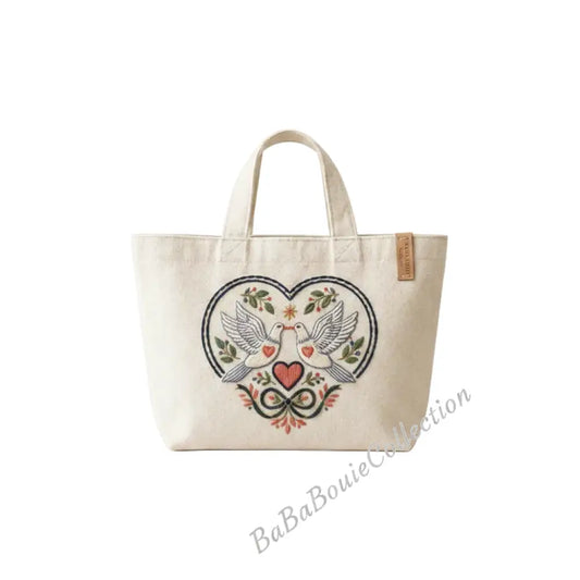 Lovebirds Embroidered Tote-Carry Your Love Story